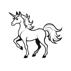 Obraz premium a unicorn, silhouette vector art illustration clipart, isolated white background