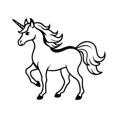 a unicorn, silhouette vector art illustration clipart, isolated white background