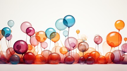 Abstract composition with colorful random flying spheres isolated on transparent background. Colorful rainbow matte soft balls in different sizes. PNG file