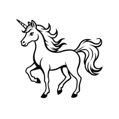 Fototapeta premium a unicorn, silhouette vector art illustration clipart, isolated white background