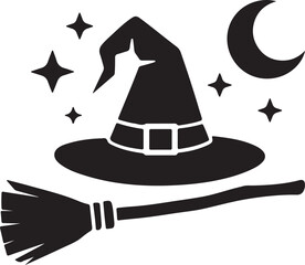 Witch Hat Silhouette Vector Icon illustration.