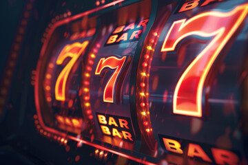 Fototapeta premium A slot machine with three red lights and the numbers 1 through 7