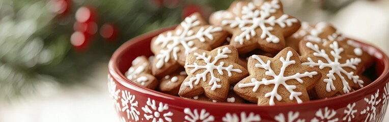 Holiday gingerbread cookies in a festive red and white jar
