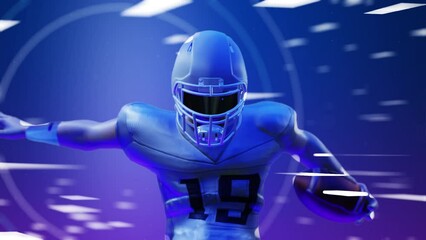 3D render football player intro title neon lights - Powered by Adobe