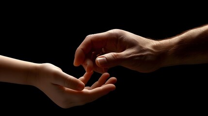 Hand Holding a Baby's Hand: A gentle adult hand holding a baby's tiny hand, symbolizing care and protection. 
