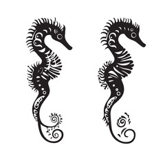 Seahorse in cartoon, doodle style . Image for t-shirt, web, mobile apps and ui. Isolated 2d vector illustration in logo, icon, sketch style, Eps 10, black and white. AI Generative