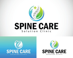 Spine logo creative health care medical nature herbal therapy massage clinic design