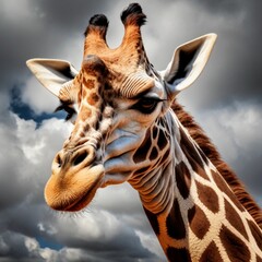 Naklejka premium Beautiful Realistic Close Up Giraffe Head