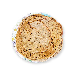 Wheat Grain Roti Isolated On white Background