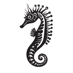 Fototapeta premium Seahorse in cartoon, doodle style . Image for t-shirt, web, mobile apps and ui. Isolated 2d vector illustration in logo, icon, sketch style, Eps 10, black and white. AI Generative