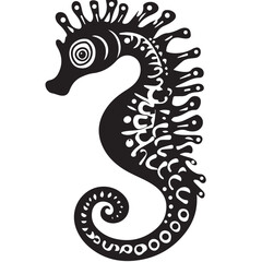 Obraz premium Seahorse in cartoon, doodle style . Image for t-shirt, web, mobile apps and ui. Isolated 2d vector illustration in logo, icon, sketch style, Eps 10, black and white. AI Generative