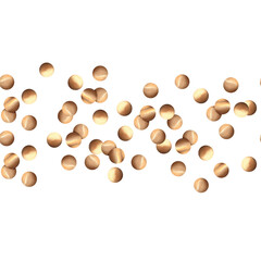 Confetti gold. Watercolor illustration. Seamless pattern of shiny glitter. New Year's border. Festive Christmas gold ornament on a white background. For packaging, textiles, labels, invitations