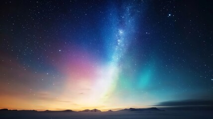 Polar southern aurora, Antarctica night skies, vibrant colors.