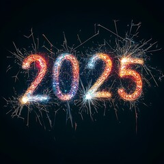 Vibrant Sparklers Illuminate 2025 Against Dark Backdrop