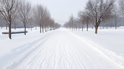 Fototapeta premium Snowfall, serene weather event, peaceful spectacle.
