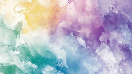 Fototapeta premium abstract digital artwork featuring a vibrant collage of watercolorlike textures in pastel hues blending soft purples blues greens and yellows in a dynamic fluid composition