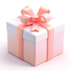 Fototapeta premium Beautifully Wrapped Gift Box with Pastel Pink Bow on White Background