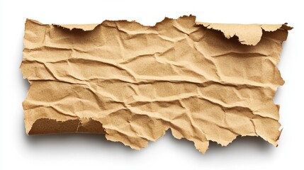 Brown Cardboard paper piece isolated on white background transparent background