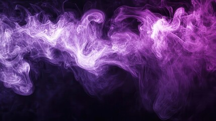 Obraz premium abstract purple and white smoke cloud isolated on black background fluid ink swirl digital art