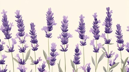 Naklejka premium Beautiful lavender flower pattern with soft purples and greens, botanical style