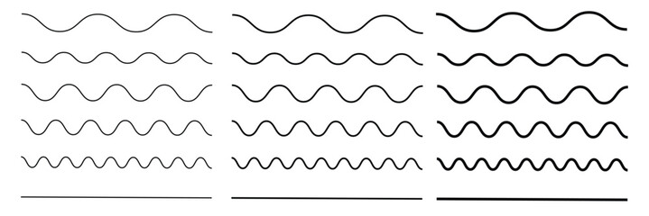 Wave line and wavy zigzag lines. Black underlines wavy curve zig zag line pattern in abstract style.