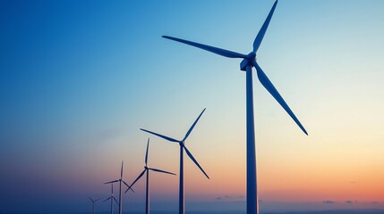 Fototapeta premium Wind Turbines at Sunset.