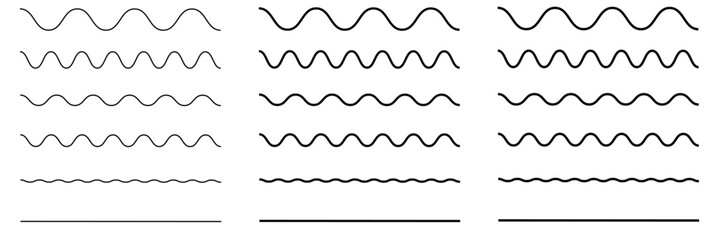 Wave line and wavy zigzag lines. Black underlines wavy curve zig zag line pattern in abstract style.