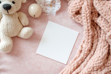 Charming Newborn Baby Girl Greeting Card Mockup