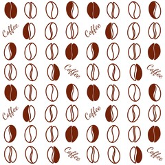 Seamless pattern repeating isolated coffee beans hand drawn
