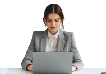 Young business woman laptop computer working.