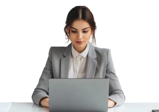 Young business woman laptop computer working.