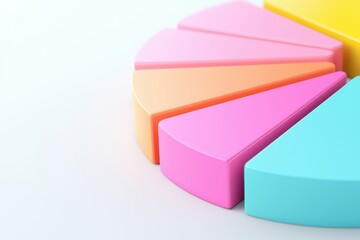 Obraz premium A close-up of colorful pie chart segments showcasing vibrant hues, perfect for data visualization and creative design projects.