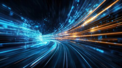 A blue and orange line with a lot of dots and lines