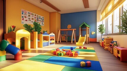 A game room in a kindergarten, offering a close-up view of the interior of the new premises