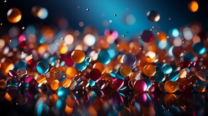 Naklejka premium Multicolored confetti on a blue background