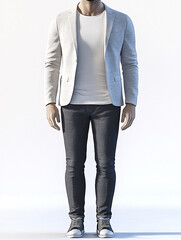 Casual Man with White Blazer and Sneakers