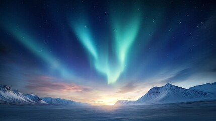 Obraz premium Southern lights display, Antarctic polar night, vibrant aurora.