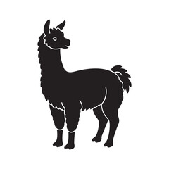 alpaca silhouette vector, black and white silhouette, vector and illustration