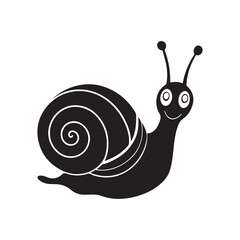 snail silhouette vector, black and white silhouette, vector and illustration