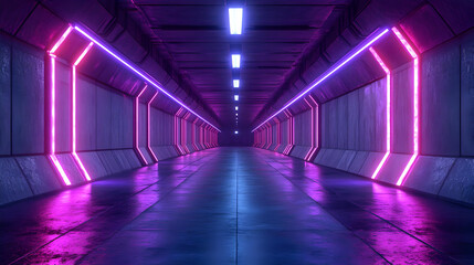 3D Neon Lights Tunnel Background