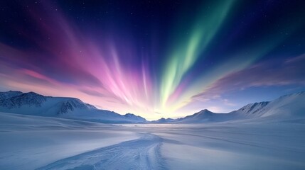 Obraz premium Southern polar lights, aurora display, colorful Antarctic night