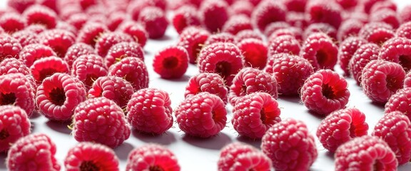 Fresh raspberry fruits on white background