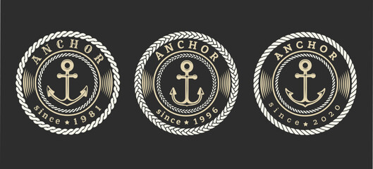 Vintage anchor label emblem set