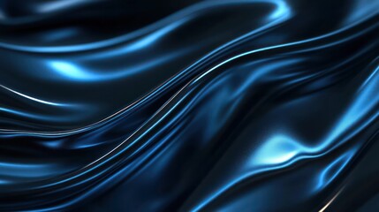 Fototapeta premium A blue fabric with a wave pattern. The fabric is shiny and looks like it's made of silk