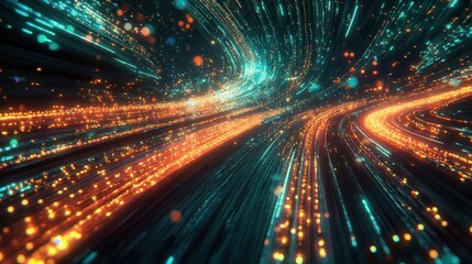 Abstract Background with Orange and Teal Light Streaks