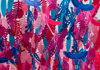 background with hanging ribbons