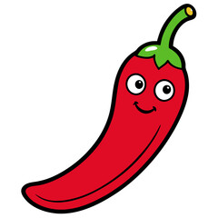 red chili pepper vegetable cartoon vector icon illustration