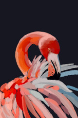 Vibrant watercolor illustration of exotic tropical birds, featuring a majestic flamingo, a colorful lilac-breasted roller, and a striking red parrot. Perfect for nature, wildlife, and artistic designs