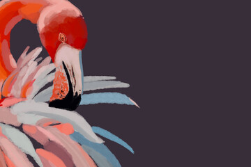 Vibrant watercolor illustration of exotic tropical birds, featuring a majestic flamingo, a colorful lilac-breasted roller, and a striking red parrot. Perfect for nature, wildlife, and artistic designs