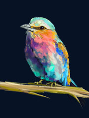 Beautiful watercolor illustration of a vibrant lilac-breasted roller, a striking red parrot, and a majestic flamingo. Perfect for wildlife lovers, tropical art enthusiasts, and nature-inspired designs